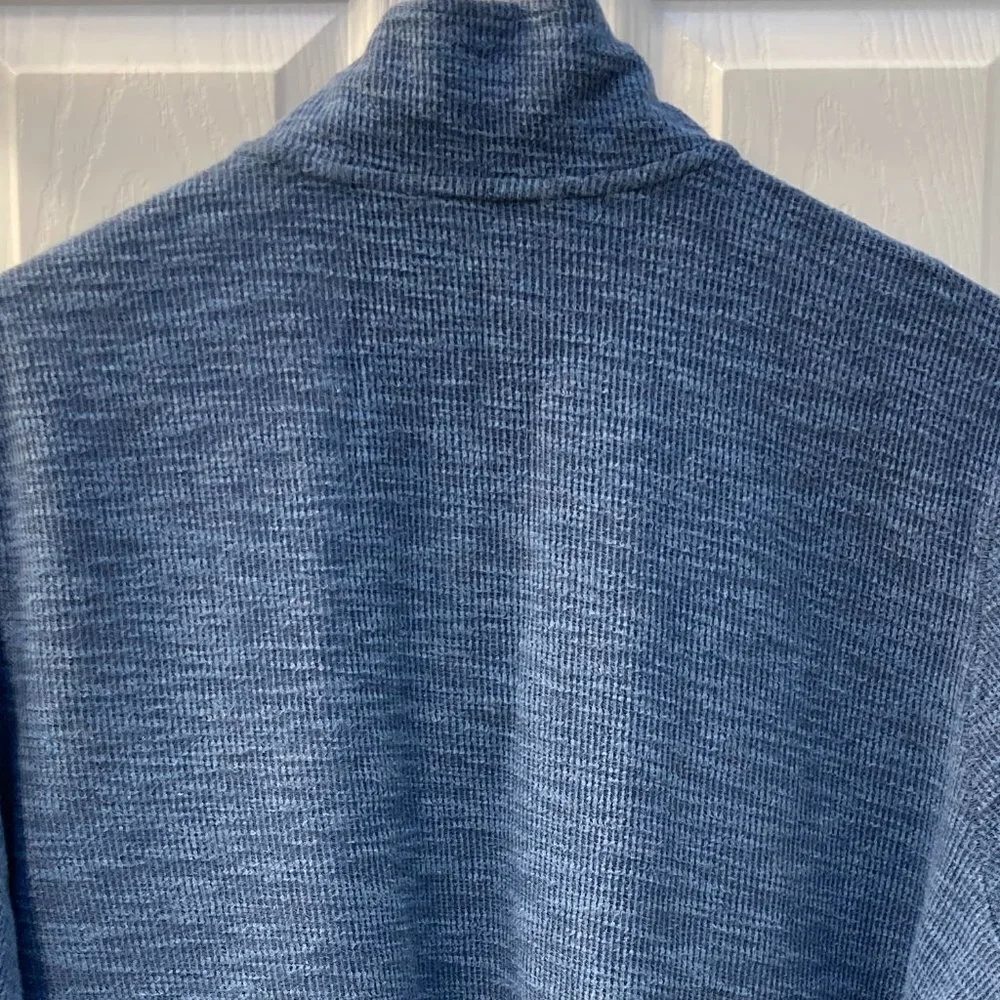 L.L. Bean Mid Blue / Grey Snap T Pocket Pull Over Cotton Sweater Size Large
